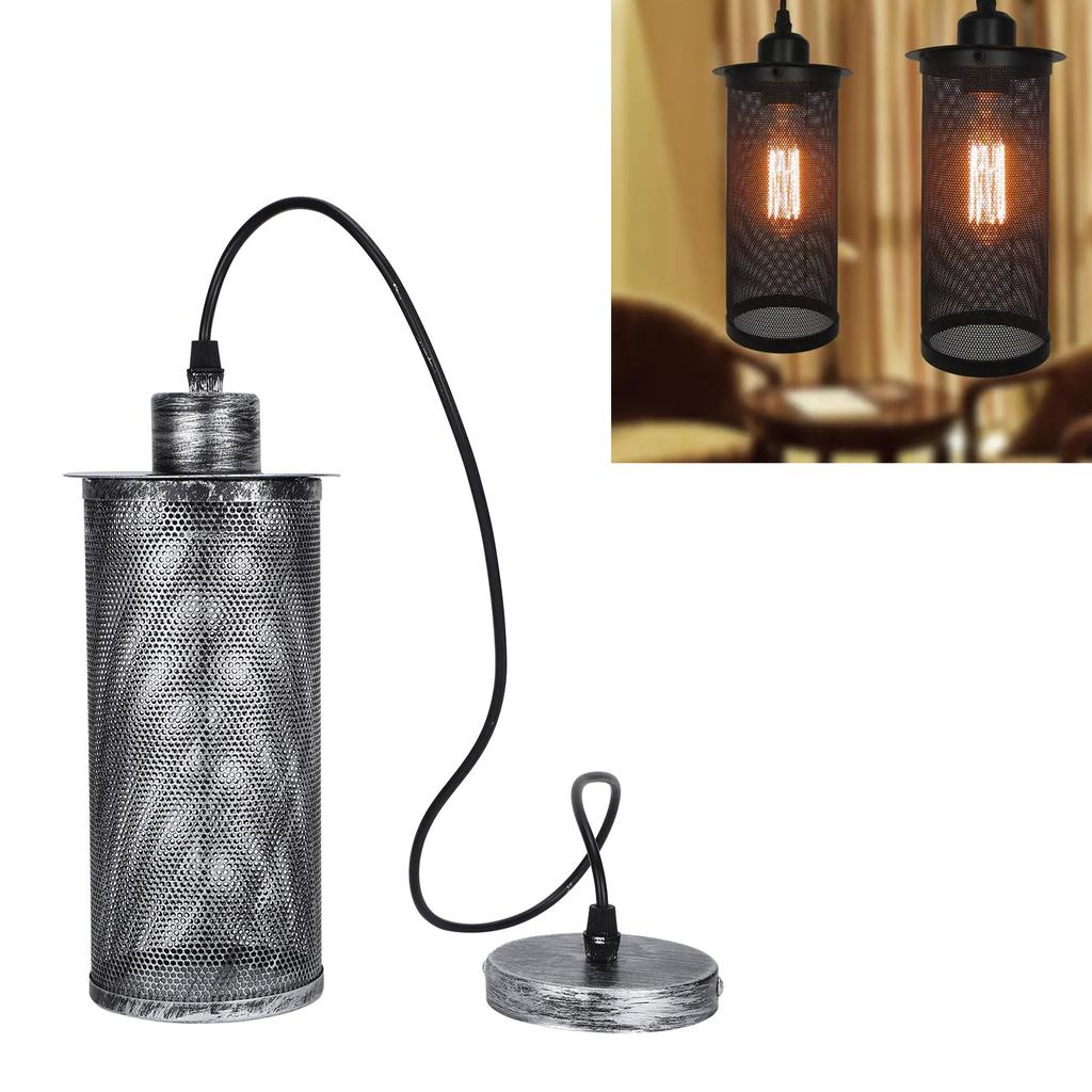 Абажур из сетки в индустриальном стиле E27, подвесной светильник из железа для бара, кафе, AC85‑265VRetro Silver
