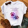 Women Summer T Shirt Dog Claw Print Retro Fashion Short Sleeve Tees Casual Printed Tops