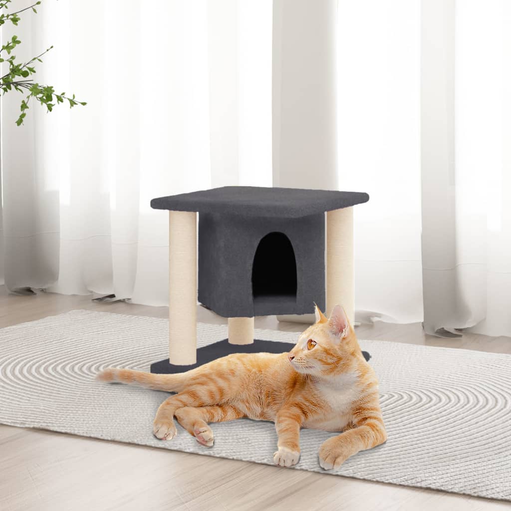 Cat Tree with Sisal Scratching Posts Dark Gray 37 cm