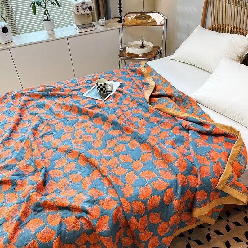 Хлопковое вязаное одеяло класса А для мамы и ребенка, тройное пряжа, многофункциональное покрывало, одеяло для кровати, мягкое одеяло с кондиционером