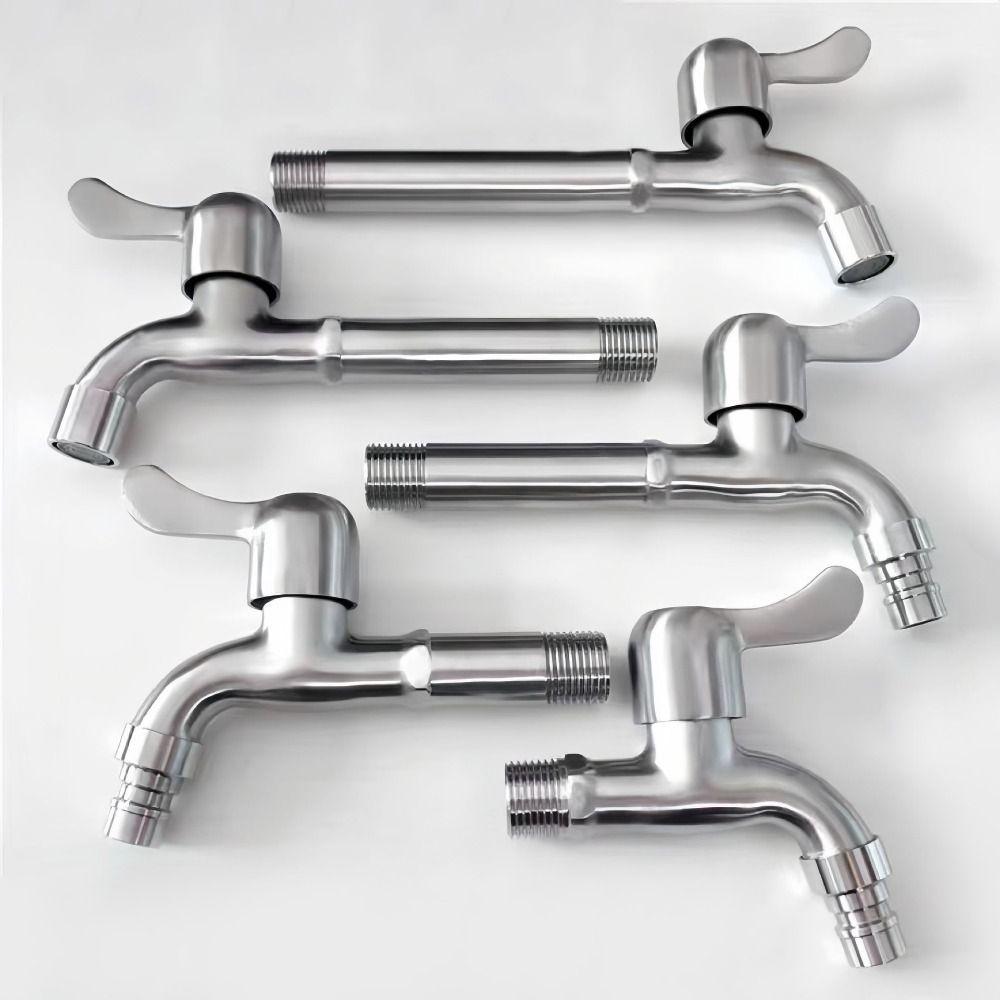 Lengthened Bathroom Faucet 304 Stainless Steel Washing Machine Tap Wall Mounted Faucet  Hose Spigot