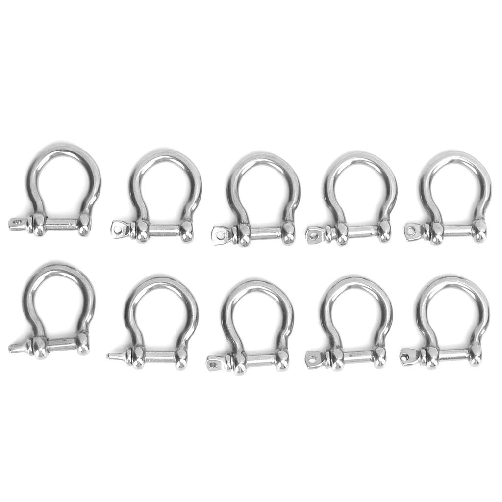 10 шт. Дужка такелажная (bow shackle) из нержавеющей стали, высокая твердость, D-образное кольцо, якорь для кемпинга, пешего туризма, активного отдыха(M4 60 кг Нагрузка )