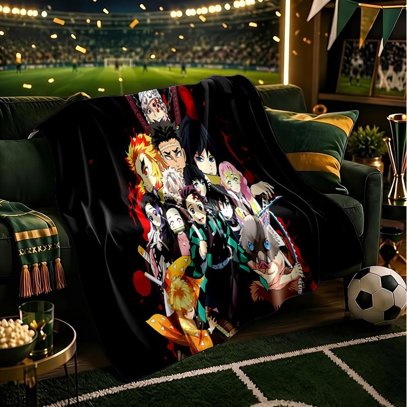 Demon Anime Group Throws Blanket Flannel Blankets Plush for Couch Bed Gifts for Men Women Travel picnic blanket Christmas fan gifts