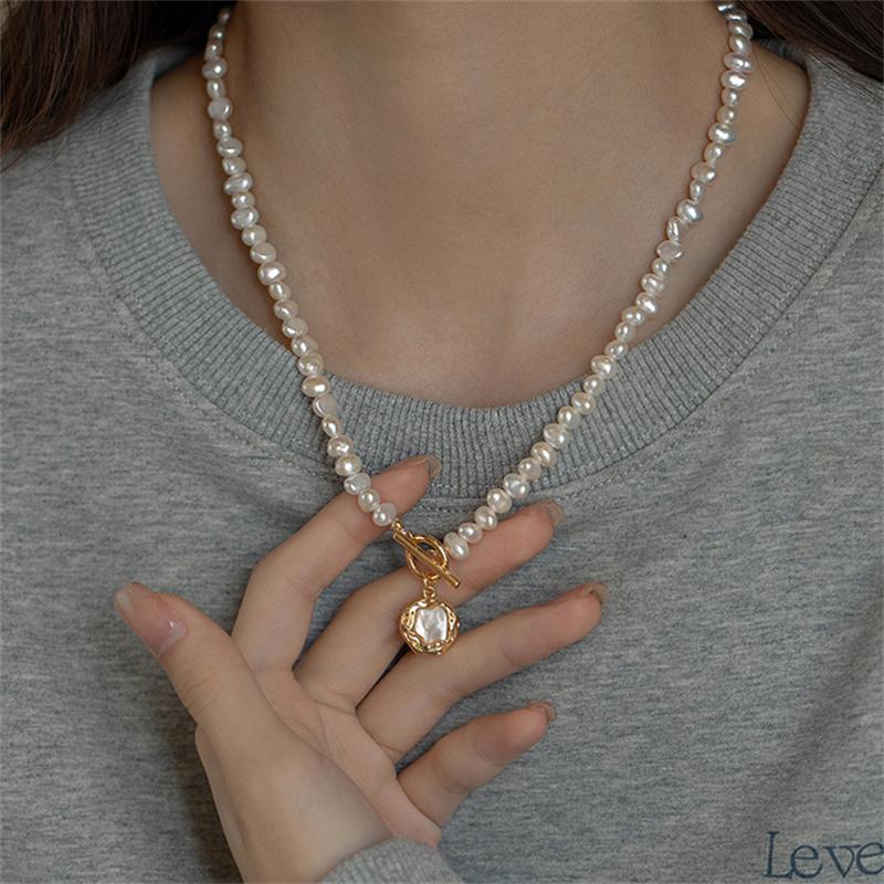 100% Барочное Пресноводное Жемчужное Ожерелье 5-6 мм Длинное Для Женщин AAA Натуральный Пресноводный Жемчуг Неправильный Ракушечный Кулон