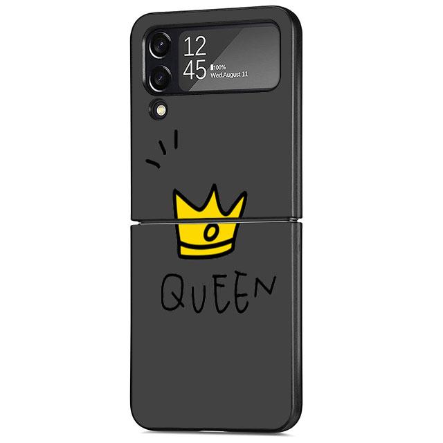 Чехол-сердце с цветами для Samsung Galaxy Z Flip 3 4 5G Черный Жесткий ПК Корпус телефона Z flip4 Роскошный Чехол-ракушка