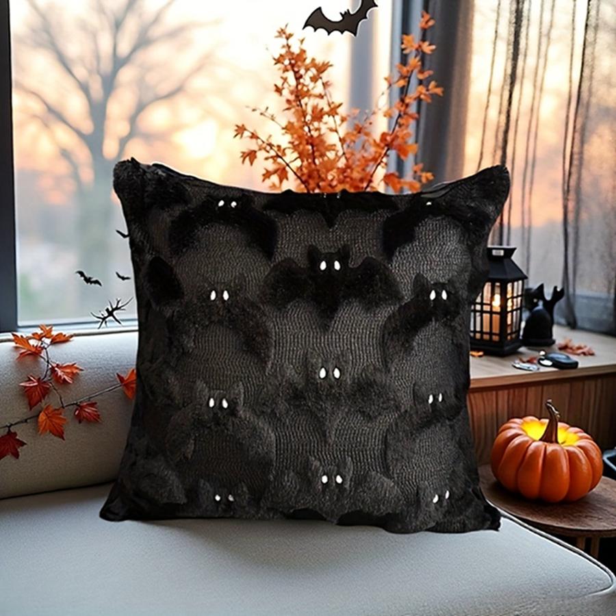 3D Bat Pillow Cover Halloween Decoration Cute Black Bat Theme for Party Suitable for Rooms Porch Benches