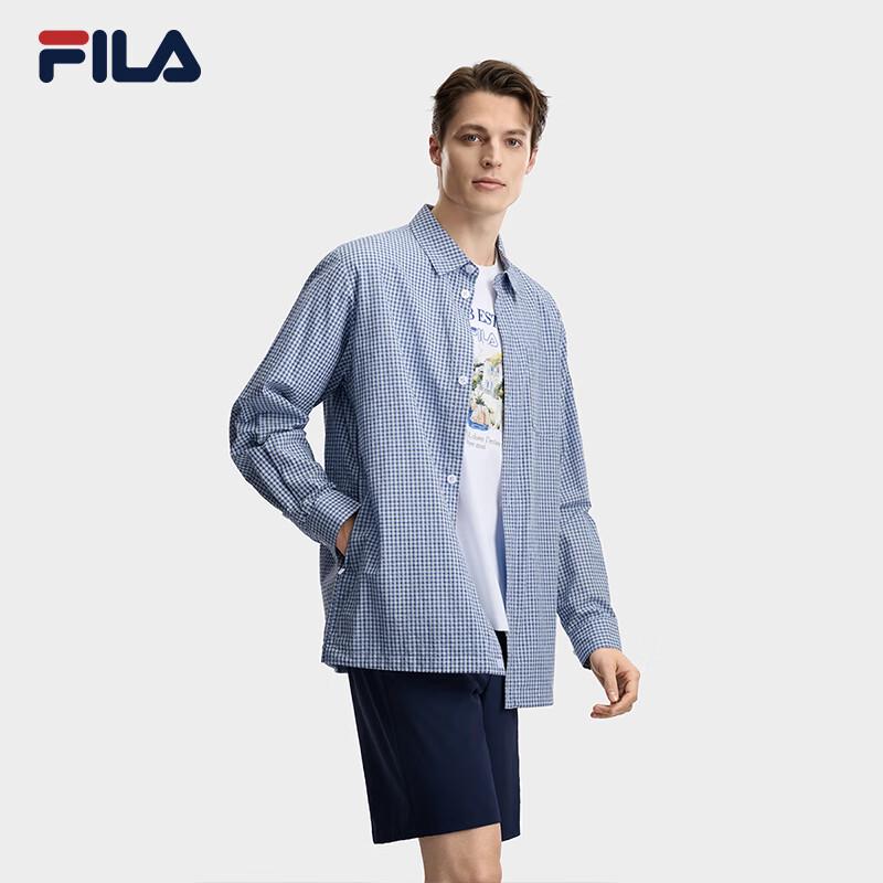 FILA Men's Summer Plaid Long-Sleeve Casual Shirt