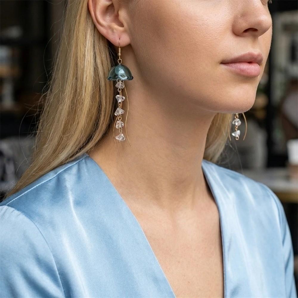 1Pair Dreamy Long Pendant Earrings Elegant Earrings Jellyfish Tassel Earrings  Jewelry Accessories