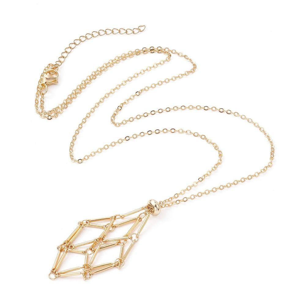 Медное кристаллическое сетчатое металлическое ожерелье серебряного цвета с каменным держателем, ожерелье для вечеринки