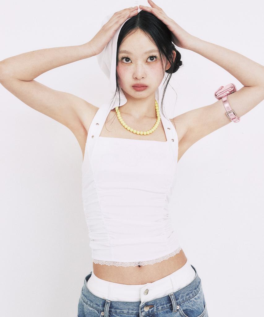 YOUHEE Halter Hoodie Sleeveless_White
