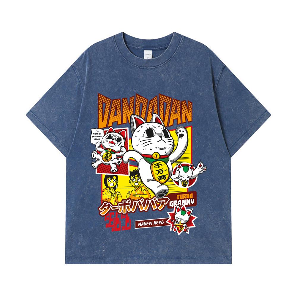 275 GSM Washed T-shirts 100% Cotton Dandadan V31 Turbo Granny Print Unisex Heavy Cotton T Shirt