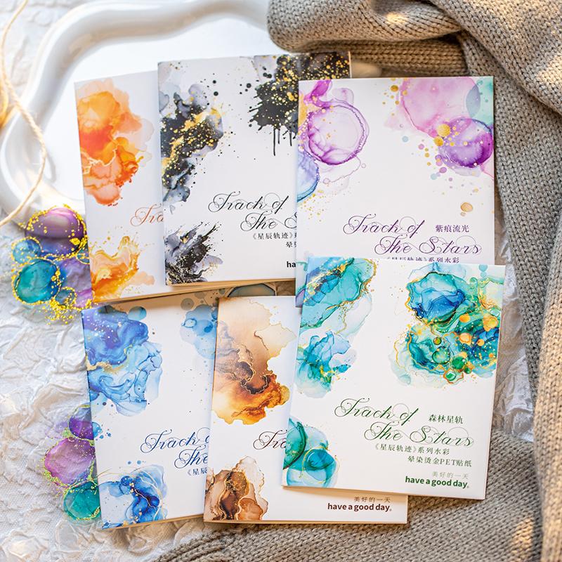 15 листов/пакет ПЭТ Наклейки с тиснением фольгой, не размазывающиеся, Пакет материалов для блокнота, Нарезанные пленочные наклейки, Пакет для украшения блокнота, чехла для телефона