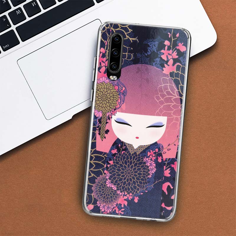 Кукла Кокэси-кимоно для девочек, чехол для телефона для Huawei P30 P20 P10 P40 P50 Pro Mate 20 40 30 10 Lite, популярные Fundas Art Gift Coque