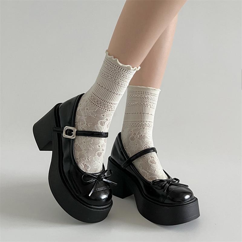 Серебристые французские ретро туфли-лодочки с круглым носком, толстым высоким каблуком, женские, новинка лета 2025, под юбку, JK, туфли Мэри Джейн