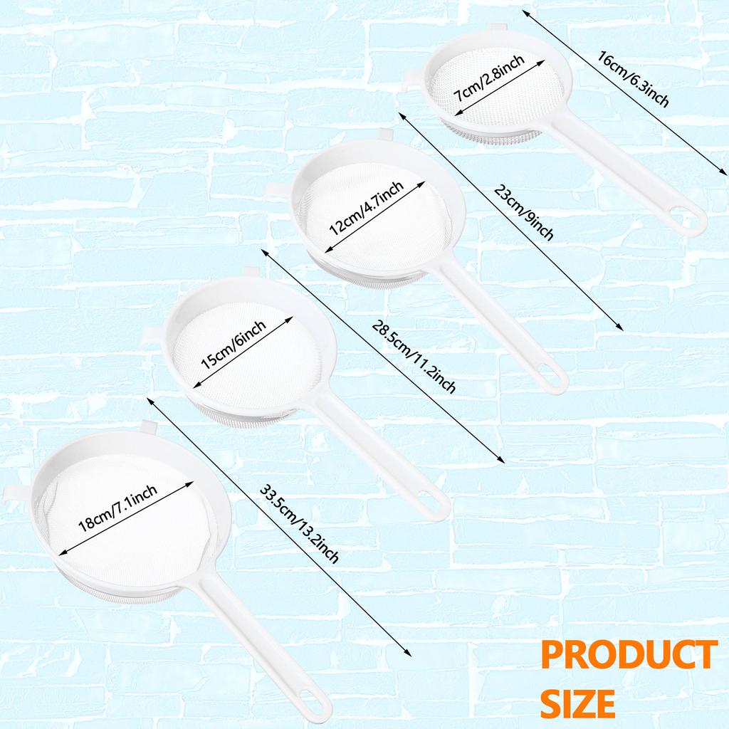 4 шт. Пластиковые нейлоновые сетчатые дуршлаги для кухни с ручкой, с двойными ушками, нейлоновый сетчатый дуршлаг, фильтр для йогурта и молока