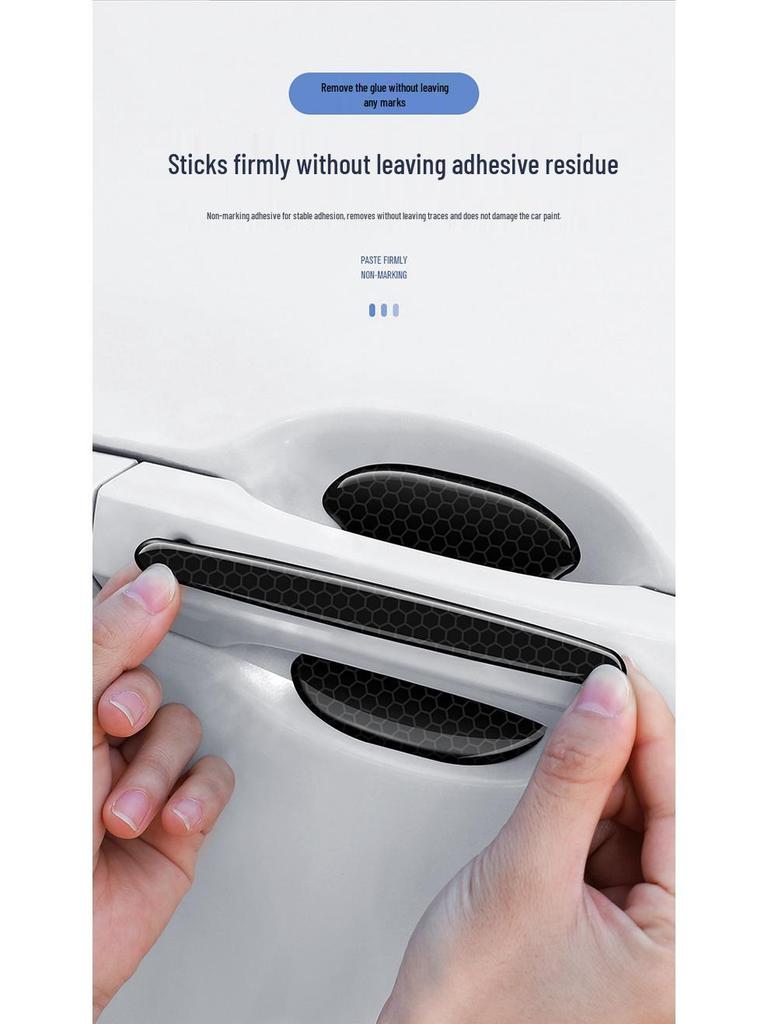 Защитная светоотражающая ромбовидная наклейка на дверную ручку автомобиля - Защита от столкновений и царапин, Черная