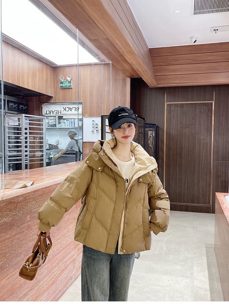Пуховик женский зимний 2024 новый маленький короткий модный свободный утолщенный белый утиный пух высокого класса иностранный стиль куртка