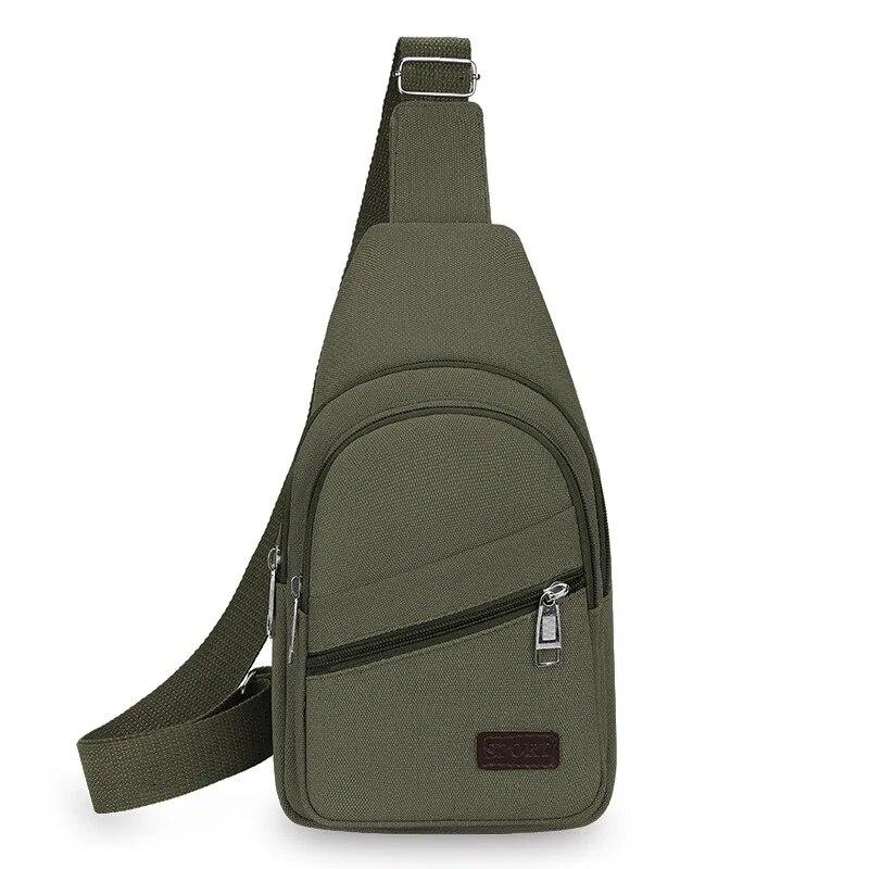 Rilibegan Men's Minimalist Canvas Chest Bag European and American Retro One Shoulder Crossbody Bag