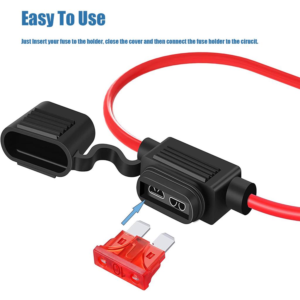 5 Pcs 16/18 AWG Fuse Holder ATC/ATO In-Line Automotive Blade Fuse Holder 60Pcs Mini Car Fuses 5A-30A and 1m 2 Pins Electric Wire Fuse Holders1