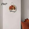 Handcrafted Wooden Wall Decor Interchangeable Welcome Sign for Front Door, 16 Changeable Icons, Rustic Weather Resistant Door Wreath, Farmhouse Hanger