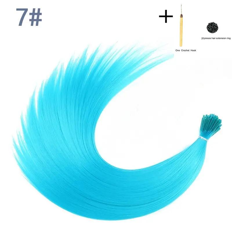 10pcs/set Colorful Straight Hair Extensions DIY Heat Resistant Synthetic Hair Extensions 16 Inch