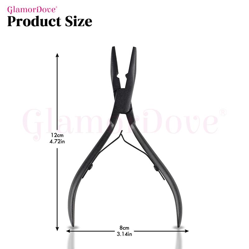 GlamorDove Hair Extension Kit – Micro Ring Pliers, Loop Tool, Clips, Thread, Seam Ripper & 200pcs Beads for I-Tip & Weft