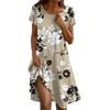 Платье в стиле бохо с коротким рукавом для женщин, повседневное, свободного кроя, летнее, сарафан с цветочным принтом и карманами
