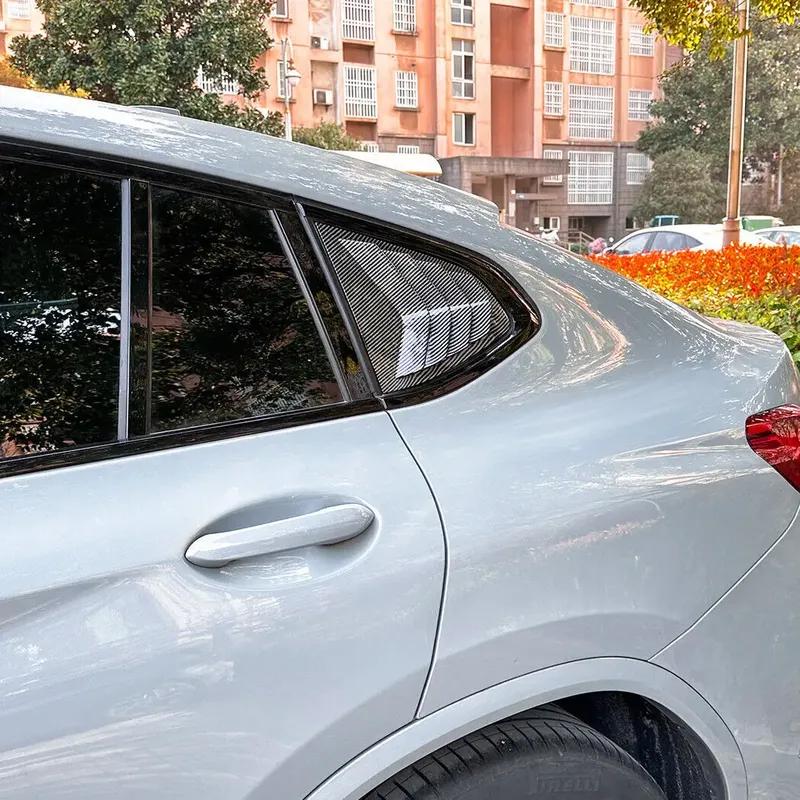 Для BMW X4 G02 2018-2024 Автомобильная задняя жалюзи на окно, боковая шторка, накладка, наклейка, дефлектор, воздухозаборник, ABS, углеродное волокно, черный, аксессуары