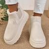 Women's Solid Color Fluffy Boots with Fleece Lining Soft Sole Slip-On Winter Warm Plush Non-Slip Boots