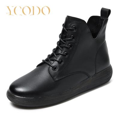 Женские и женские студенческие весенне-осенние кожаные ботильоны, повседневные удобные ботильоны на мягкой подошве из говядины