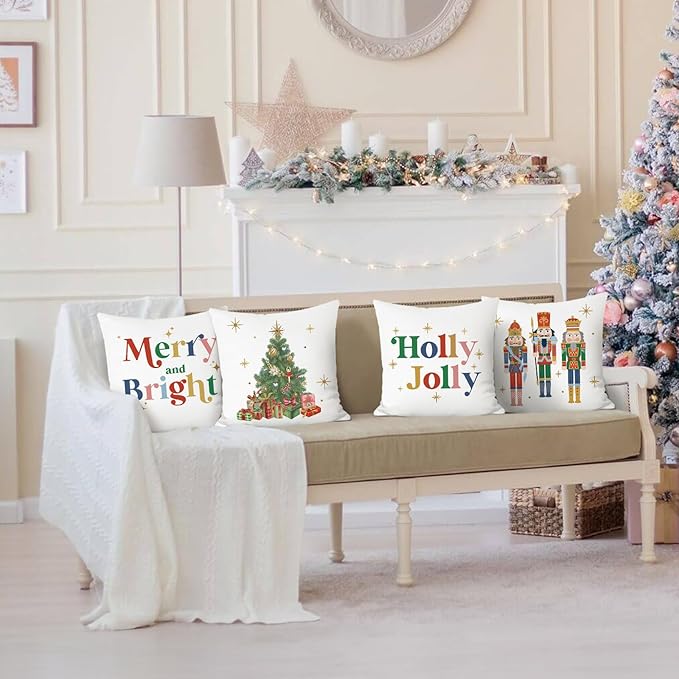 Christmas Pillowcases 45x45 cm 4 pcs Nutcracker Decorative