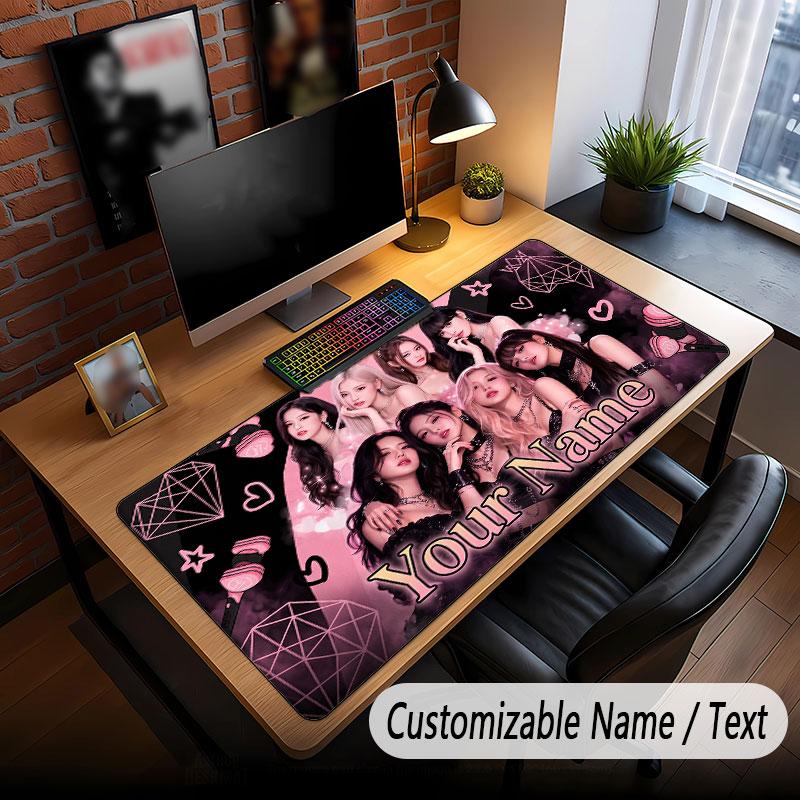 Custom Name Extended Mouse Pad,BLACKPINK Gaming Desk Mat For Home Office Desktop Decor