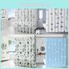 Geometric Leaf Pattern Peva Shower Curtain Waterproof Moldproof Divider Bathroom