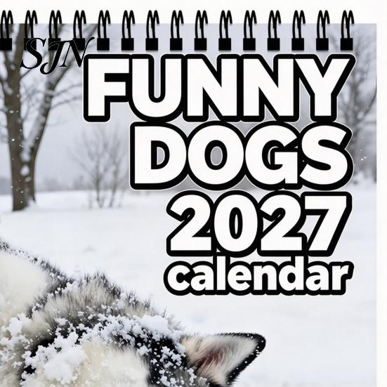Academic Year Wall Organizer Funny Dogs 2027 Calendar, Jan to Dec 12 Month Functional Desk Decor Hanging Planner with Thick Paper for Home Office