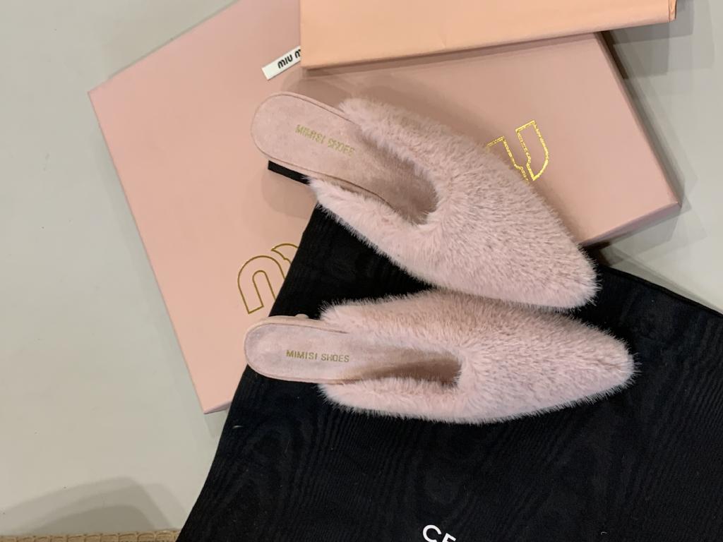 Модные полутапочки из овечьей шерсти на тонком каблуке, женская обувь 2025, новая весна, осень и зима, корейская версия, остроносые повседневные туфли