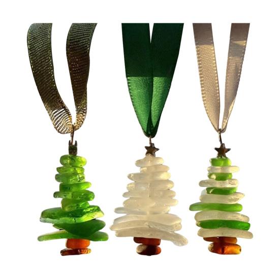 Sea Glass Christmas Tree Ornament Sea Glass Tree Resin Craft Ocean Beach Xmas Hanging