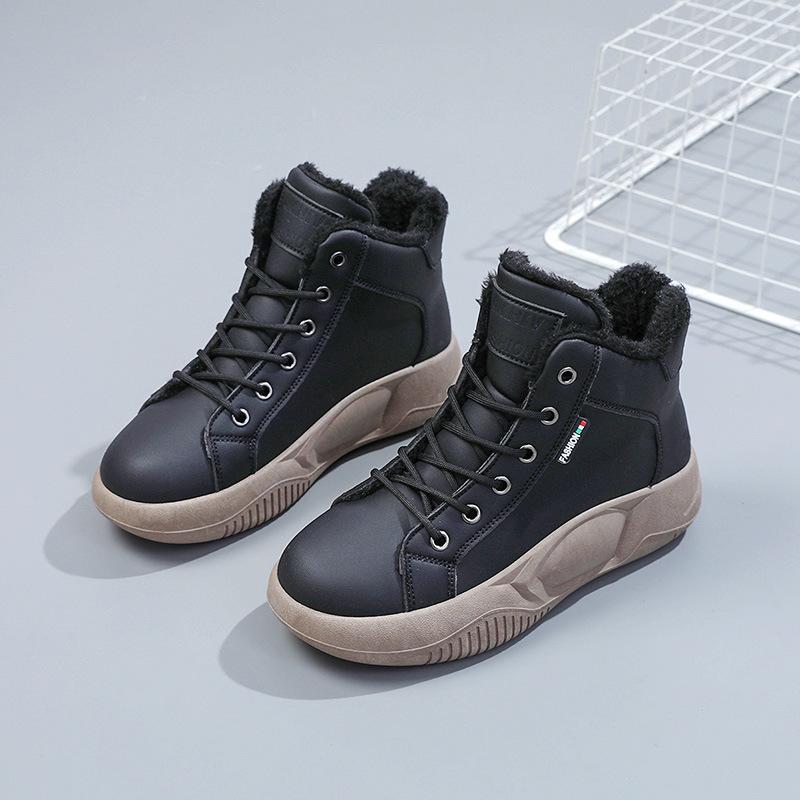 Женская обувь на толстой подошве, повседневная обувь с высоким берцем и мягкой подкладкой, женская обувь на осень и зиму 2023, новая модная женская обувь с круглой головкой