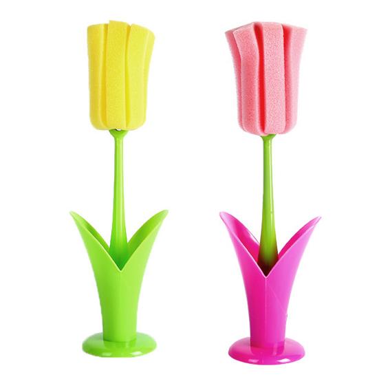 Чашечная щетка в форме тюльпана, эргономичная ручка, чистящая щетка, губка-щетка без царапин, очиститель декоративных ваз