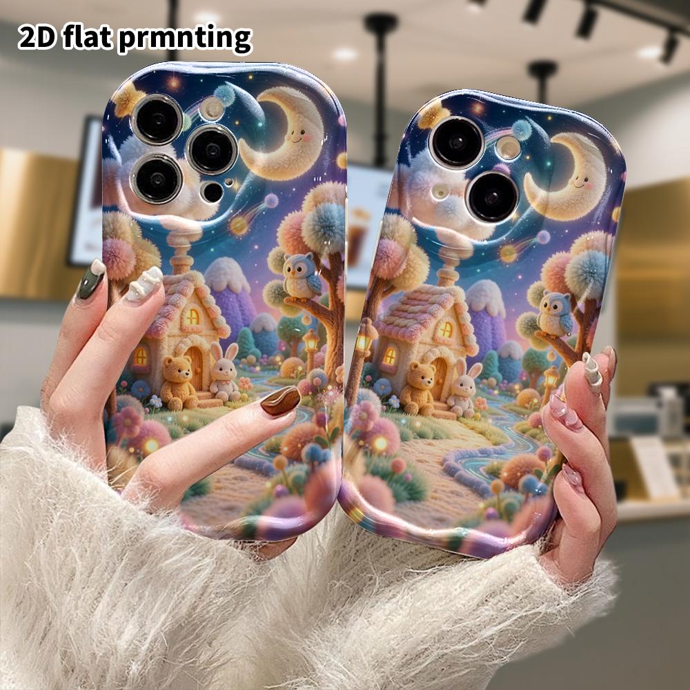 Phone Case: 2D flat, fits iPhone 18 17 16 15 14 13 12 Pro protective case, fairy tale cottage, perfect Christmas and Halloween holiday gift
