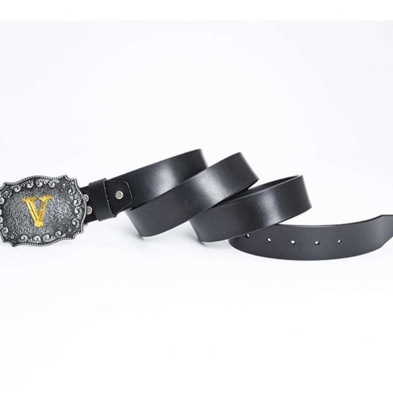 Western Denim Belt Buckle Gold Plated Equestrian Letter C Smooth Buckle Engraved Belt Body Accessories