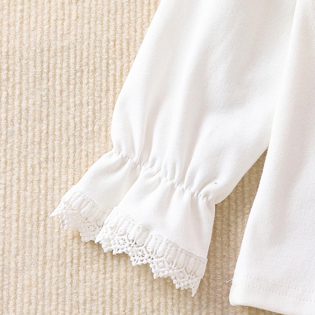 Футболка с длинными рукавами для девочек, весенне-осенняя тонкая детская весенняя нижняя рубашка, белый топ для маленьких девочек