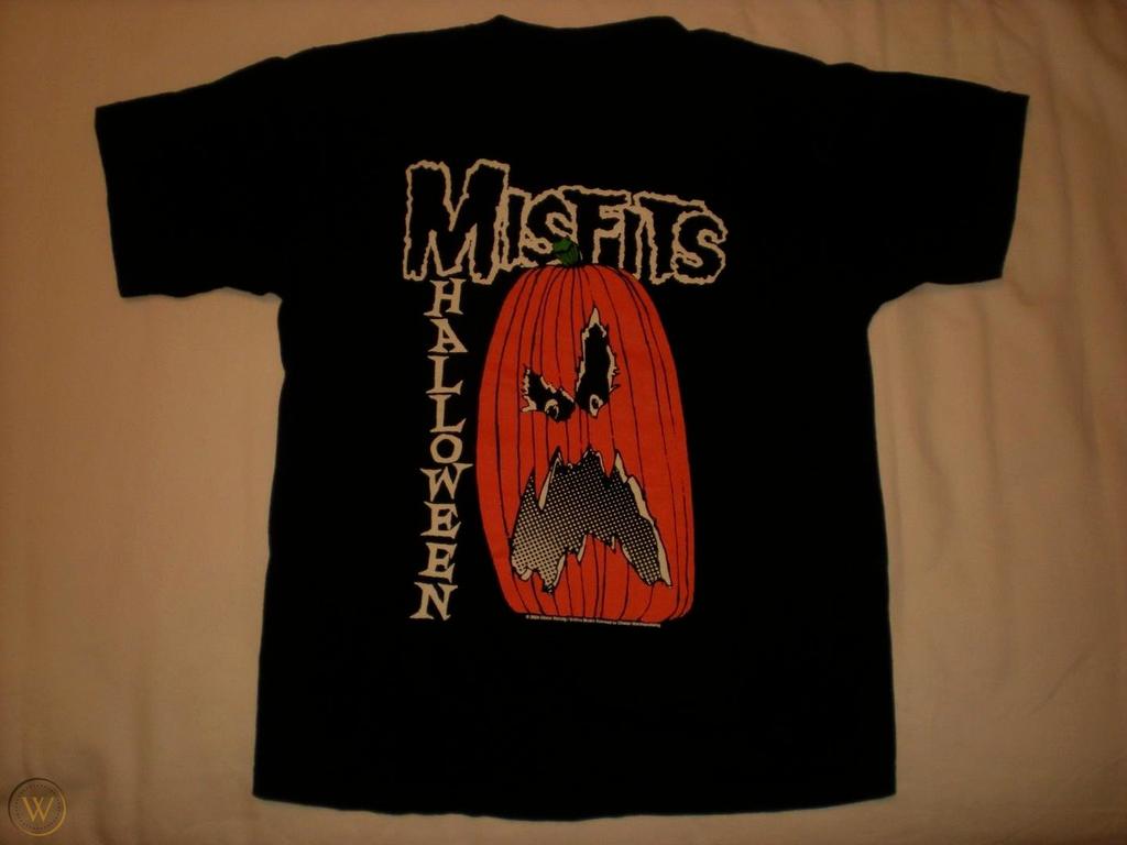Vtg Misfits Band Halloween PUMPKIN Cotton Black Full Size Unisex Shirt CM499