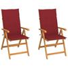 Day and Night - Day and Night Garden Chairs 2 Units with Cushions Wine Red Solid Teak Wood