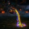 Colorful Flowing Water Light Effect Halloween Witch Cauldron Garden Light, Metal Yard Stake with LED String Outdoor Decorations Lights, Waterproof Pot