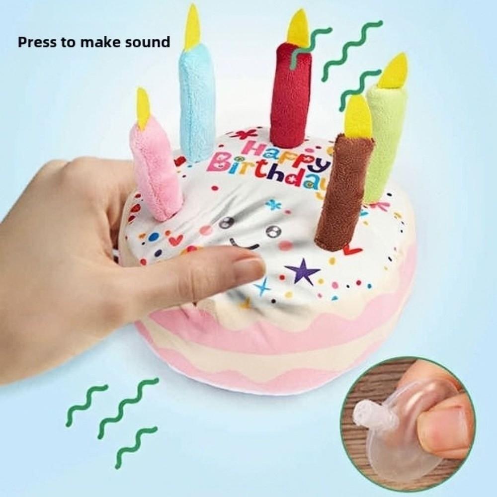New Birthday Cake Dog Bite Resistant Interactive Sound Making Puppy Teething 16cm Gnaw Party Decor