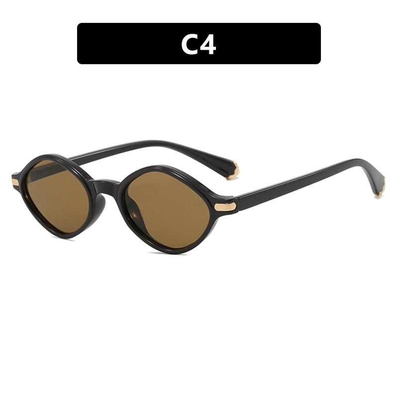 Vintage Oval Sunglasses Black UV400 Shades Triangle Small Frame Sunglasses Small Oval Plain Lenses Glasses