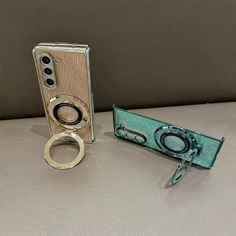 Чехол Ring Electroplate Sparkling для телефона Samsung Galaxy Z Fold 6 5 4 3 Fold6 Fold5 Fold4 Fold3 Магнитный противоударный чехол