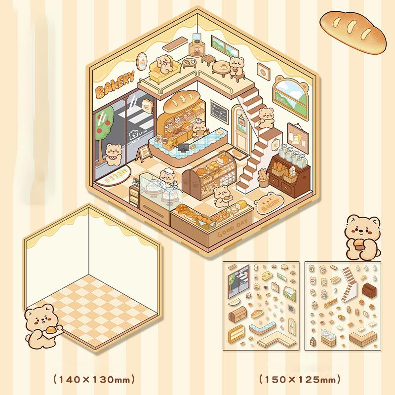 1 комплект креативных 3D-наклеек для симуляции кабины, милые мультяшные наклейки ручной работы для ландшафтного дизайна, наклейки для укладки сцен