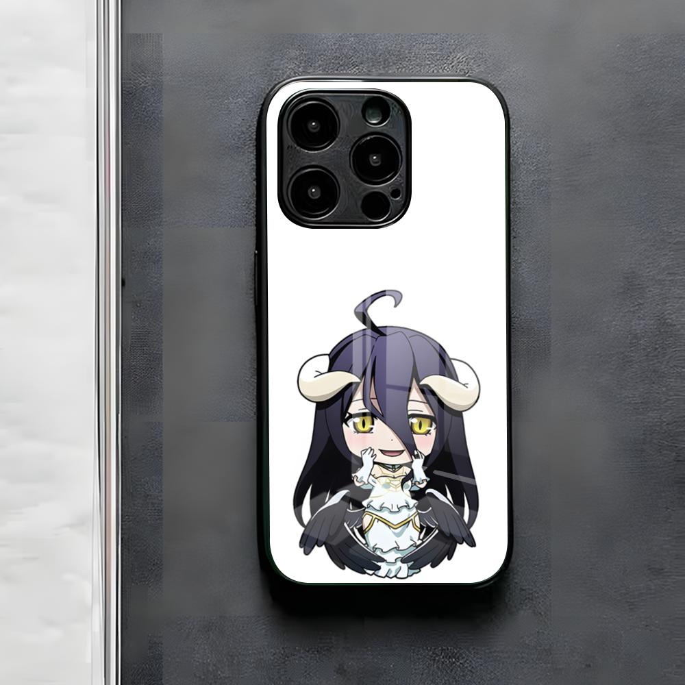 Чехол для телефона Albedo Overlord для iPhone 17 Air 16 E Pro Max 15 14 13 Mini 12 Pro 11 Max Plus Черная стеклянная крышка