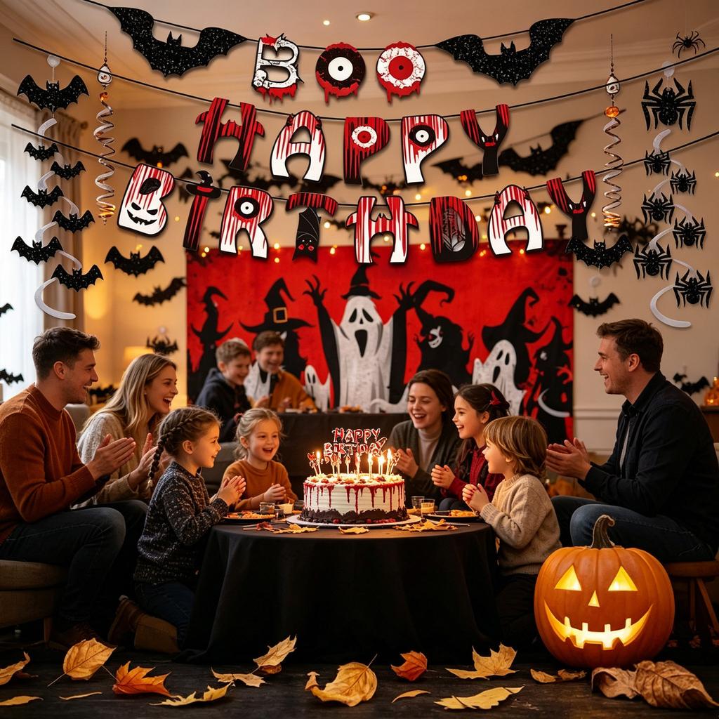 Halloween Decoration Bunting Set, Eyeball Banner Background Cloth, Cake Toppers, Birthday Party Supplies